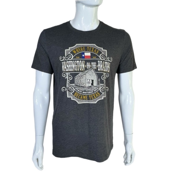 Bella Canvas Washington on the Brazos Texas Historical Gray Graphic T-Shirt - Picture 1 of 4